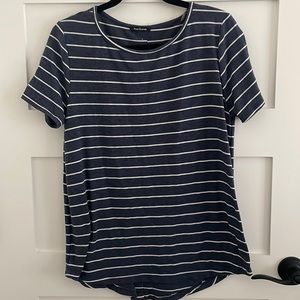 White and blue stripped shirt from pink clover, size large